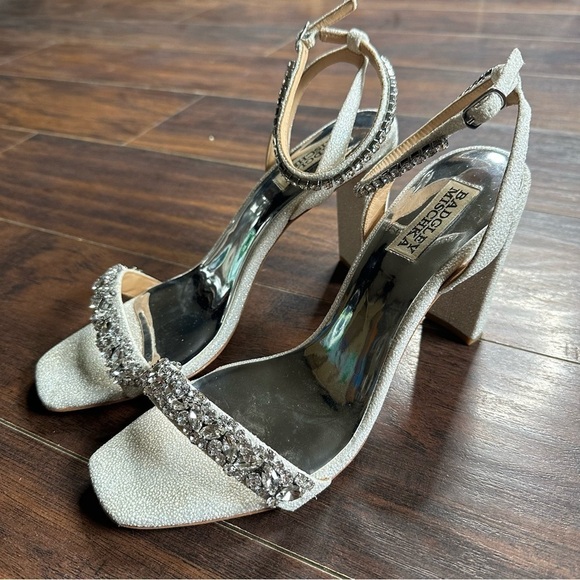 Badgley Mishka Tasmine Tall Evening Ankle Strap Rhinestone Sandals - Picture 3 of 6